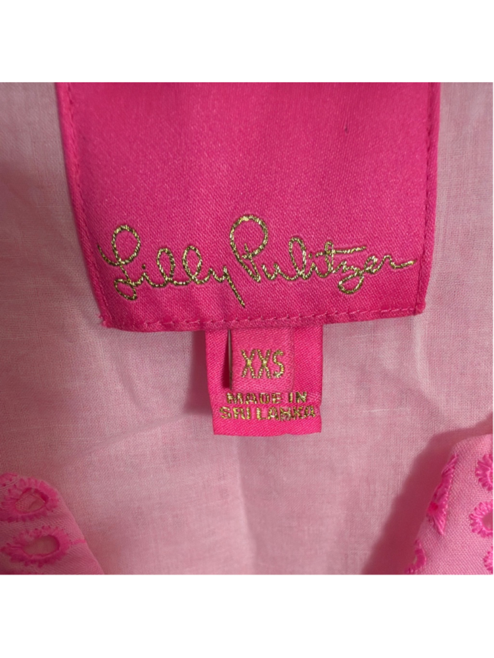 Lilly Pulitzer Pink Eyelet Pom Pom Mini Dress XXS Resort Country Club Preppy - Picture 3 of 6